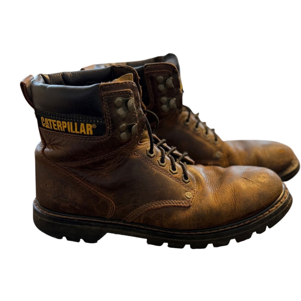 Caterpillar Second Shift‎ Mens 10W Brown Leather Work Boots P72593 Wide Width